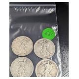 (4) Walking Liberty Halves Various Dates