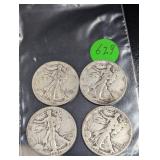 (4) Walking Liberty Halves Various Dates