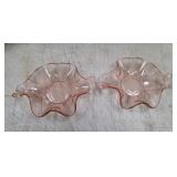 Pink Fention Depression Glass Dish with Dolphin