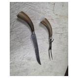 Vintage Carving Knife & Fork Antler