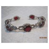 Sterling faceted Ruby Link Bracelet | 7
