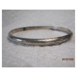 Sterling S.A. Hand tooled design Hinged Bracelet