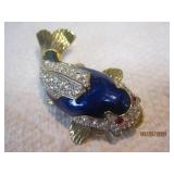Blue & Green Pave fish Pin | 2.75