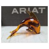 VTG MURANO ART GLASS DOLL PAPERWEIGHT AMBER