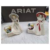 VTG Brush USA Pottery Lady Basket Planter