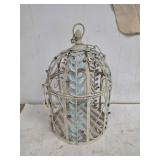 vintage PAINTED distressed white metal birdcage