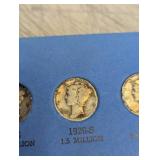 Mercury Dime Partial Book including semi key date