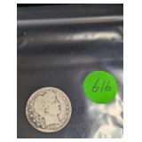 Barber Quarter Dollar 1910