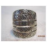 Sterling Carved Southwestern Ring | 8.5