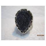 SS316 Large Blue Druzy Gem Ring | 8