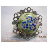 Sterling Porcelain Flower Ring | 6