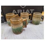 OLD BRUSCH MCCOY GREEN BROWN TAVERN MUGS