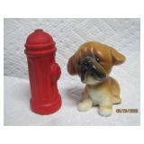 Salt + Pepper Shakers fire Hydrant + dog |