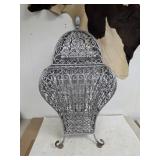 VTG decorative silver-painted iron birdcage