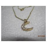 Rhinestone Crescent Moon necklace | 16