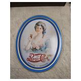 vtg 1970s Drink Pepsi Cola Oval Metal Tin