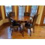 Wooden & Wrought Iron Table & 4 Leather Chairs
