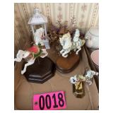 Flat of carousel horses, snowman lantern,