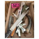 Flat of cutting blades, sharpening stones,