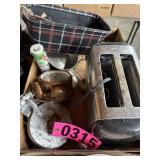 Toaster, clock, panini press, basket