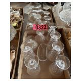 (2) Flats: vintage pressed glass stemware and