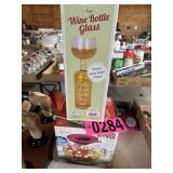 The Wine Bottle Glass (in box) and Popcorn Popper