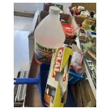 Flat of Rain-X washer fluid, trashbags