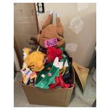 Lg. box of plush toys and decor