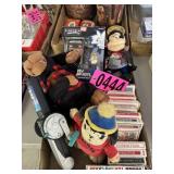 Flat of playing cards, plush toys, and electronic