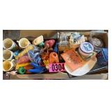 (2) Flats: Vintage plastic toys and cups and