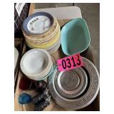 Flat of handpainted decorative plates,