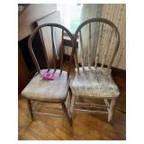 (2) Antique wooden chairs