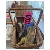 Basket of old ballet shoes and toys