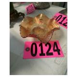 Carnival glass marigold candy dish