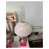Milk glass shade table oil lamp