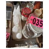 Glass Christmas jars, candles, decor
