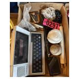 Flat of baseballs, handheld stereo, Computron