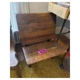 Antique cast iron & wood school desk, "The