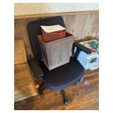 Office chair and decorative trashcans