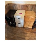 (3) 2-Drawer file cabinets, black, white, wood