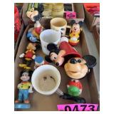 Flat of vintage Mickey Mouse collectibles: hard