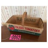 Toledo Tomatoes vintage cardboard basket