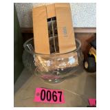 Glass punch bowl and cups