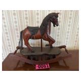 Wood carved childs rocking horse