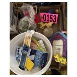 Flat of craft supplies, picture frame, tinker