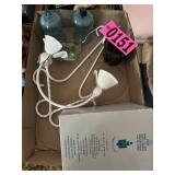 Flat of glassware, metal wall sconce, and