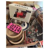 Flat of pet bowls, Dr. Seuss book, Train alarm