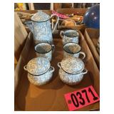 Marble graniteware coffee or tea set