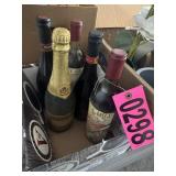 Box lot: assorted wine bottles and glass bottles