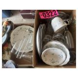 (2) Box lots: blue floral pattern dinnerware and
